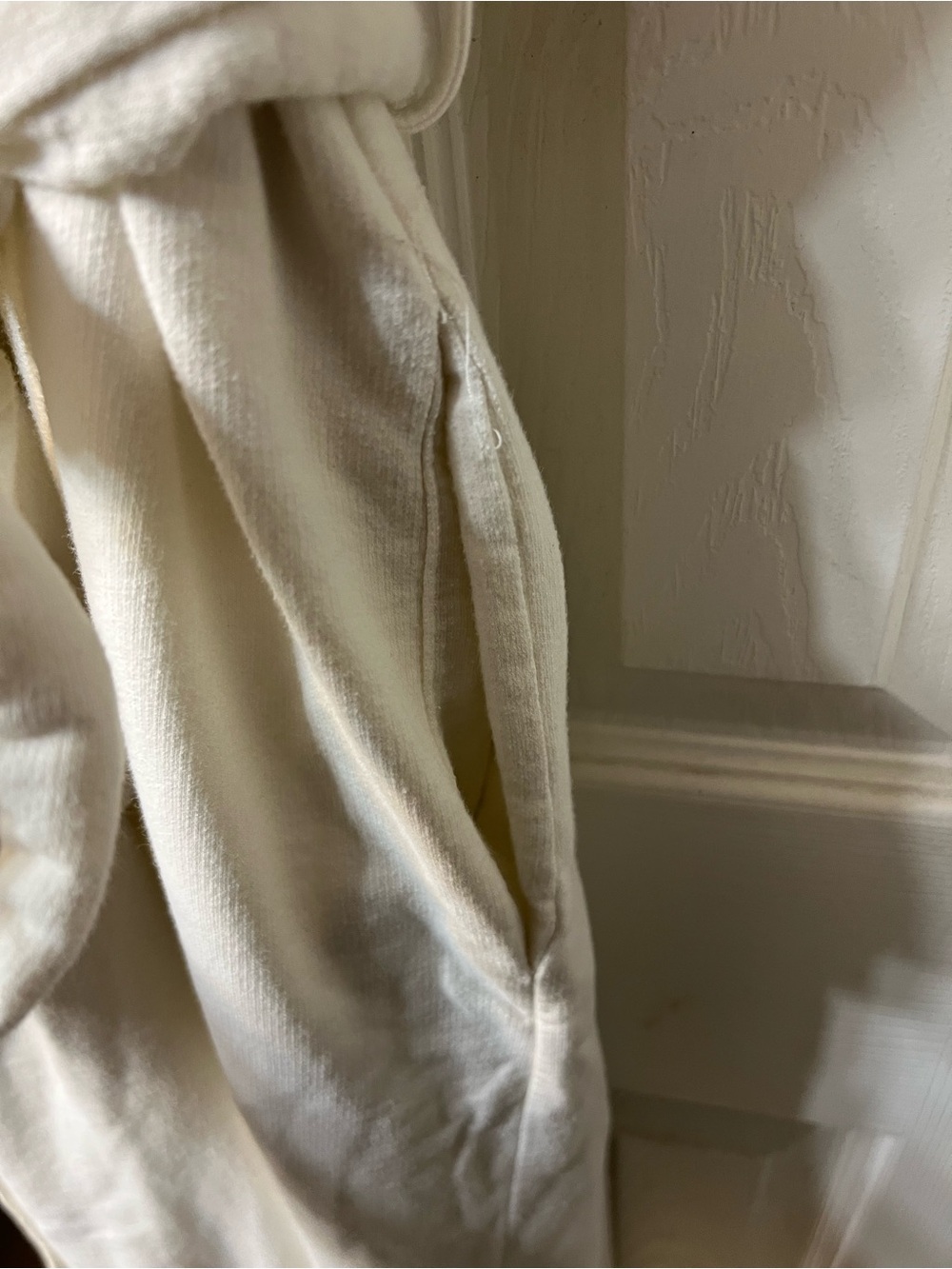 Vintage 80s Aria 100% Cotton Knit Wrap Robe Embroidered Floral, Pockets Womens M - Picture 5 of 7